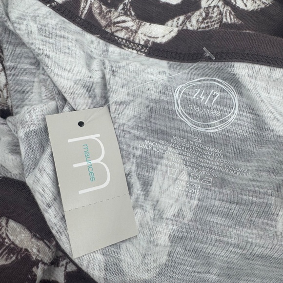 Maurices Top Women 2X NEW Brown Floral Tank Sleeveless Light Knit Comfy Tropical - Picture 4 of 8